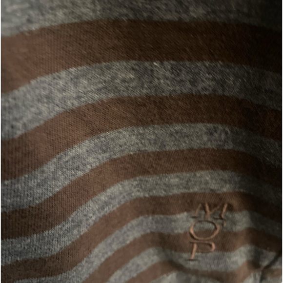 Size XXL, Marc O’Polo long sleeve cotton striped long sleeve shirt, brown & gray - Picture 5 of 5